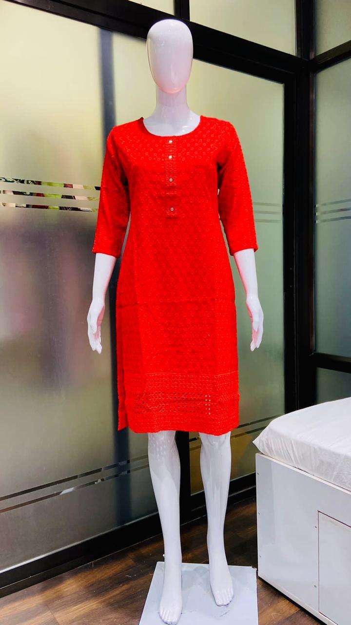 Designer Chikan Kurti  Designer Chikan Kurti (Front Back Both Side Chikan Work) Wholesale catalog