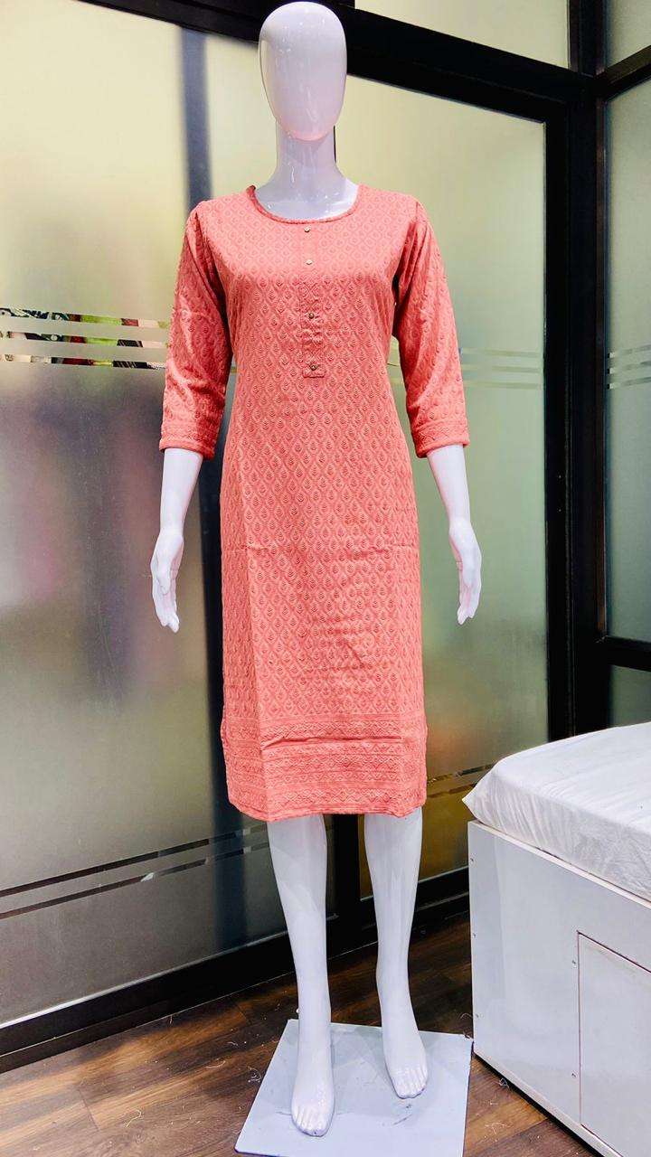 Designer Chikan Kurti  Designer Chikan Kurti (Front Back Both Side Chikan Work) Wholesale catalog