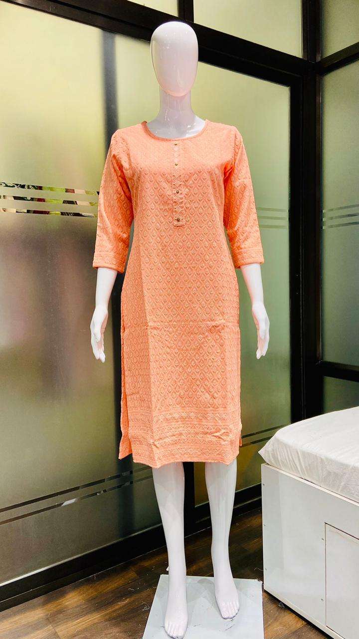 Designer Chikan Kurti  Designer Chikan Kurti (Front Back Both Side Chikan Work) Wholesale catalog