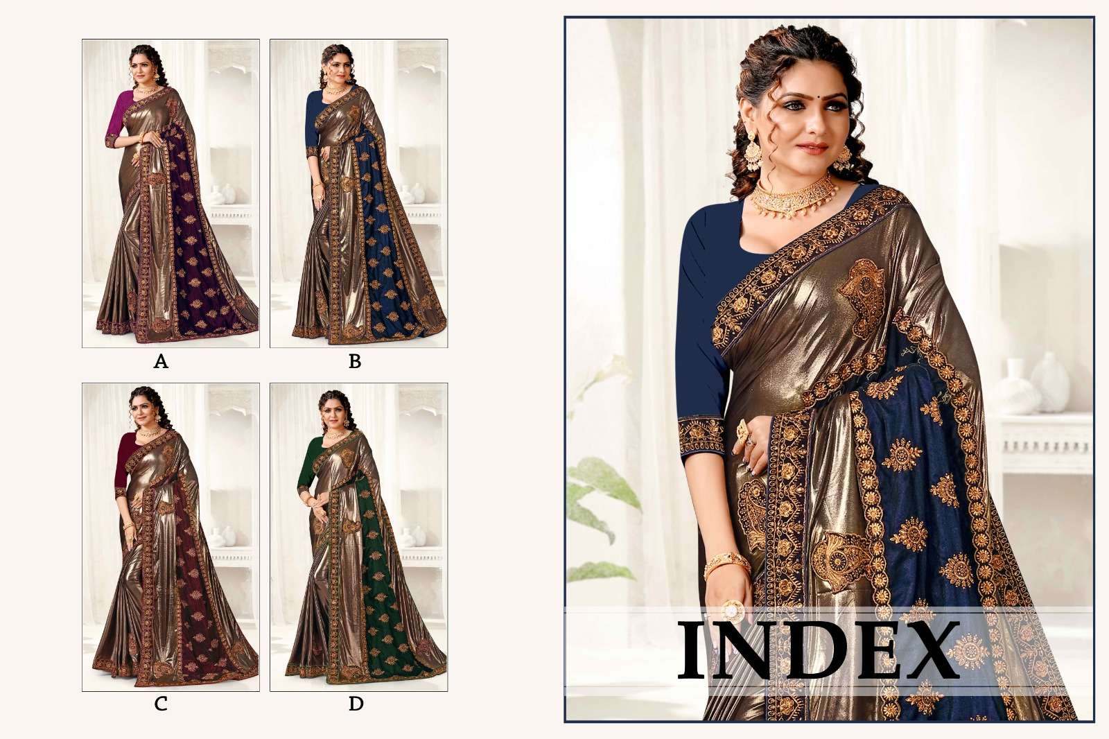 Ronisha Index Fancy Designer Embroidery Saree Wholesale catalog