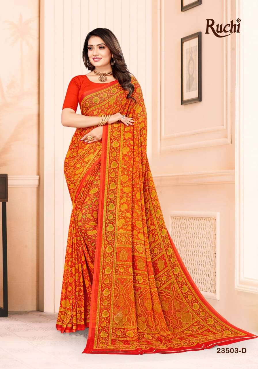 Ruchi Star Chiffon 102 Casual Printed Chiffon Saree Wholesale catalog