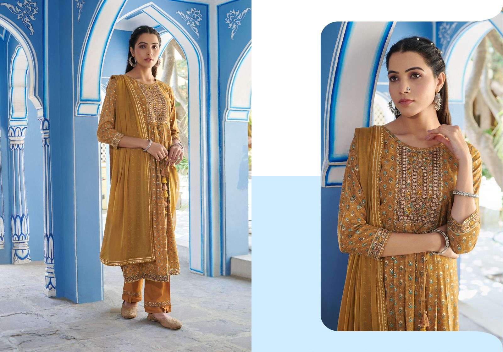 Tulsi Modal Print With Fancy Embrodery Seqonce Work And  NAIRA CUT.Style