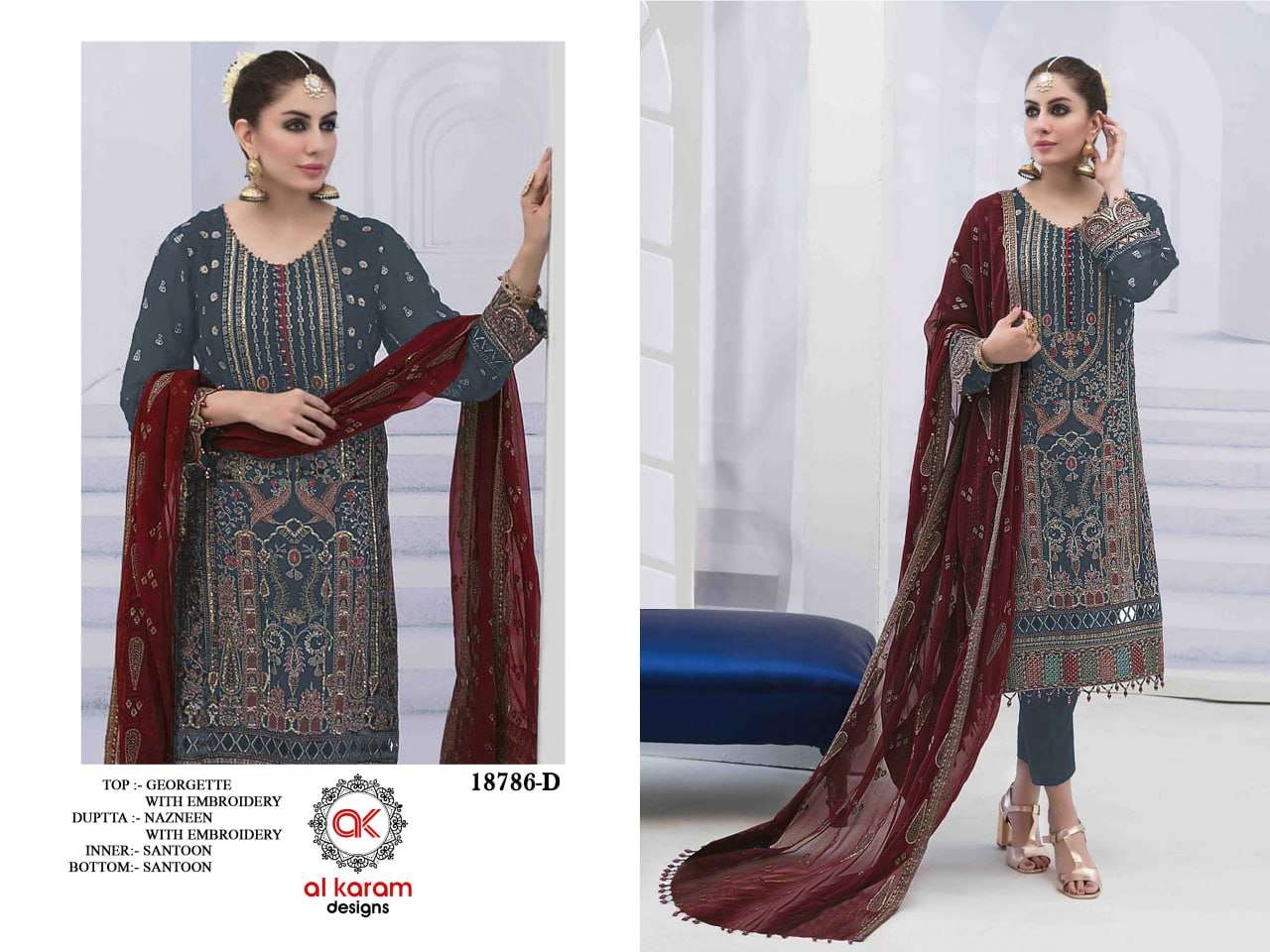 Al Karam 18786 Color Exclusive Designer Pakistani Suits Wholesale catalog