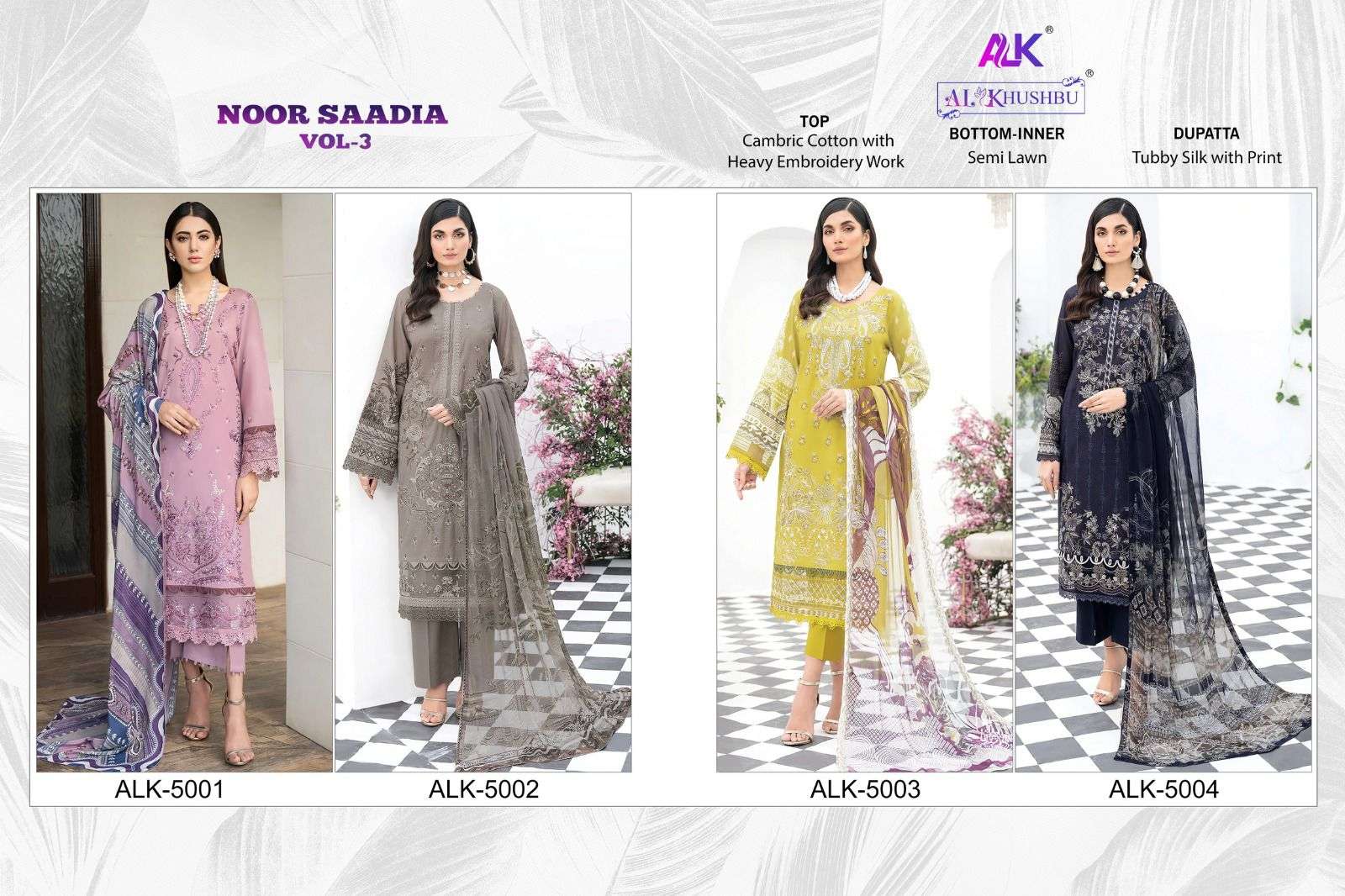 Alk Khushbu Noor Saadia Vol 3 Exclusive Pakistani Suits Wholesale catalog