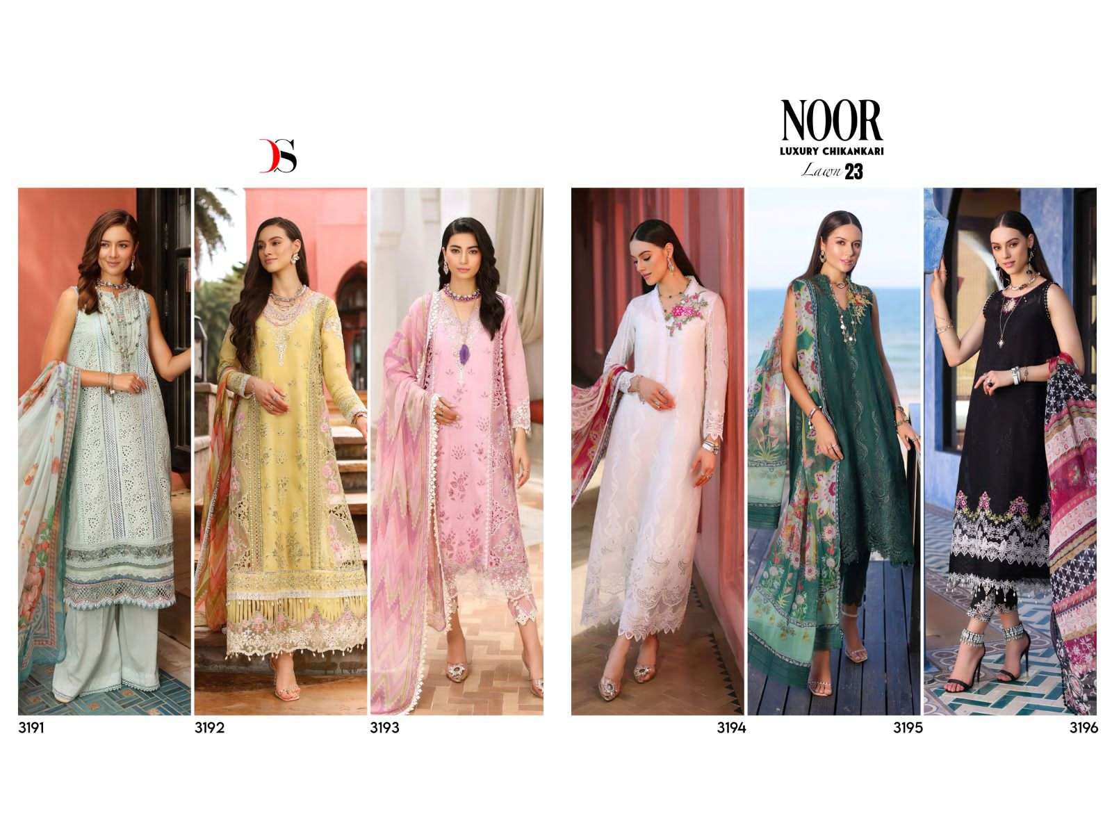Deepsy Noor Luxury Chikankari Lawn 23 Designer Pakistani Suits Wholesale catalog