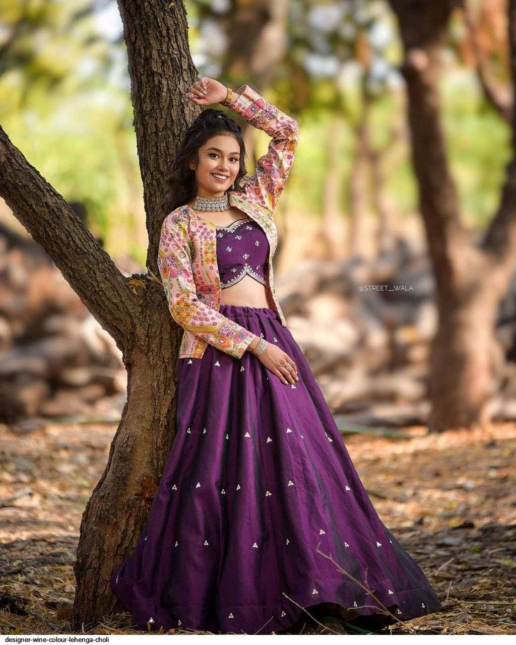 DESIGNER WINE COLOUR LEHENGA CHOLI Wholesale catalog