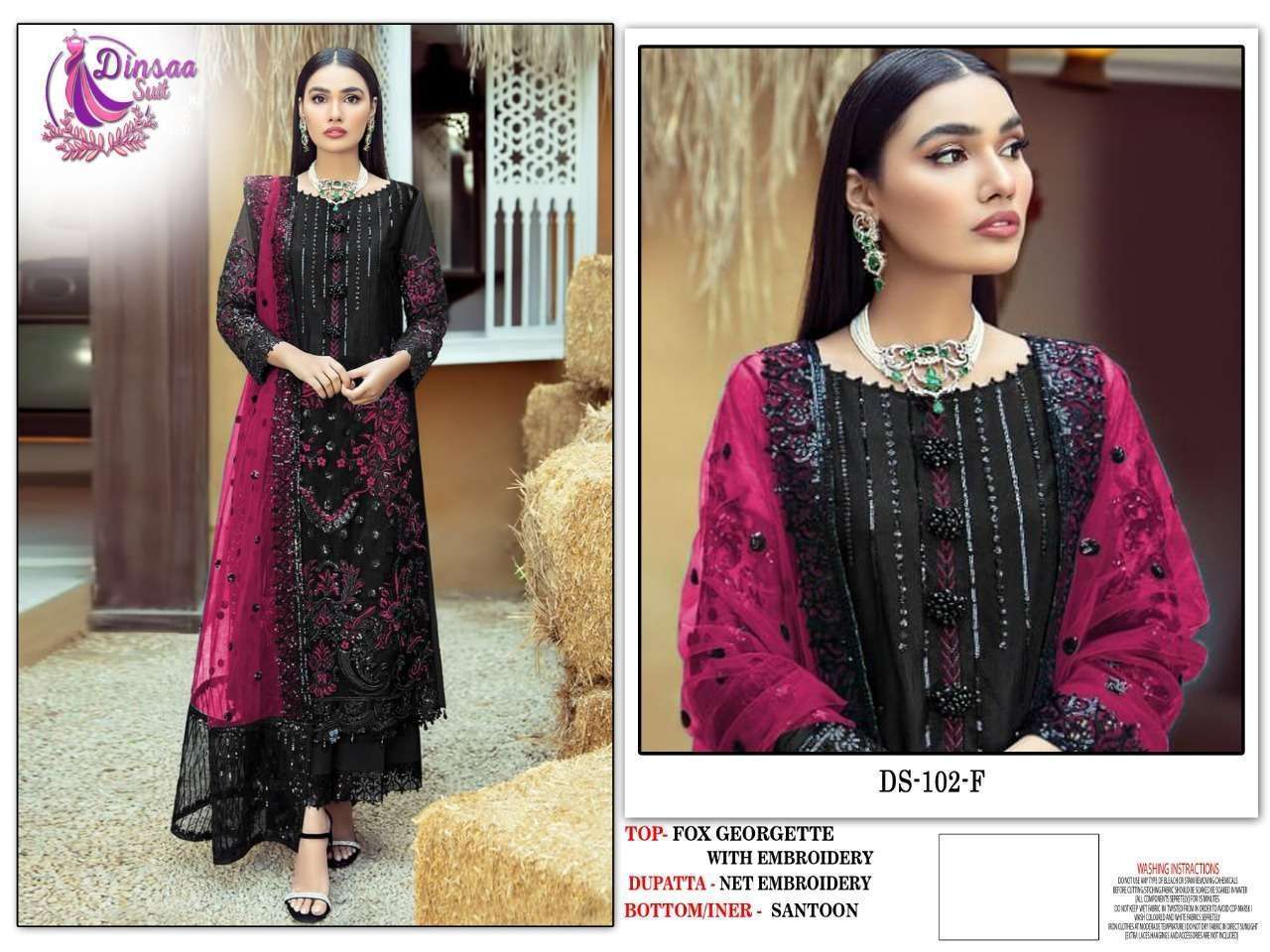 Dinsaa 102 E To H Designer Pakistani Suits Wholesale catalog