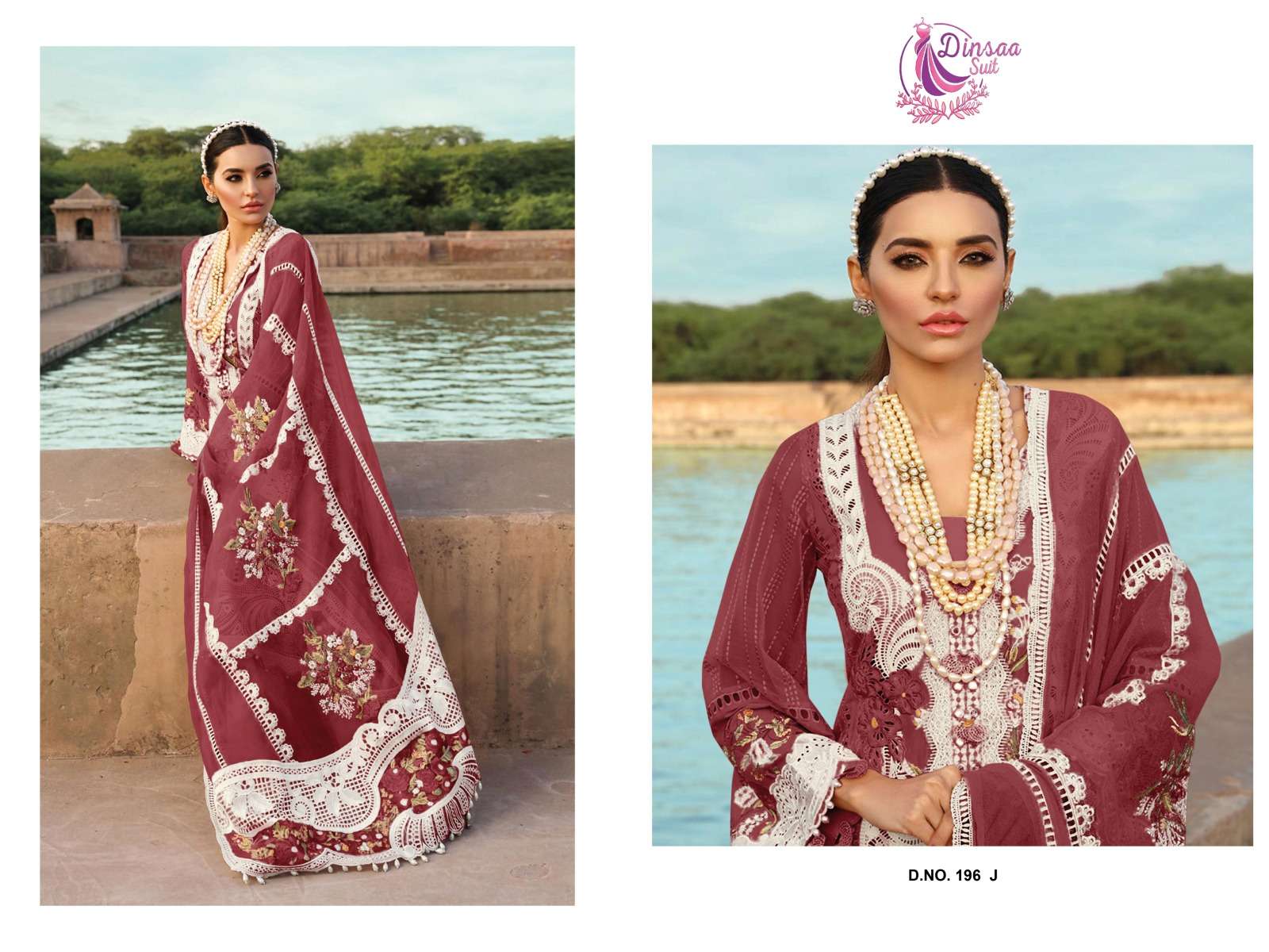 Dinsaa 196 F To J Chikankari Designer Pakistani Suit Wholesale catalog