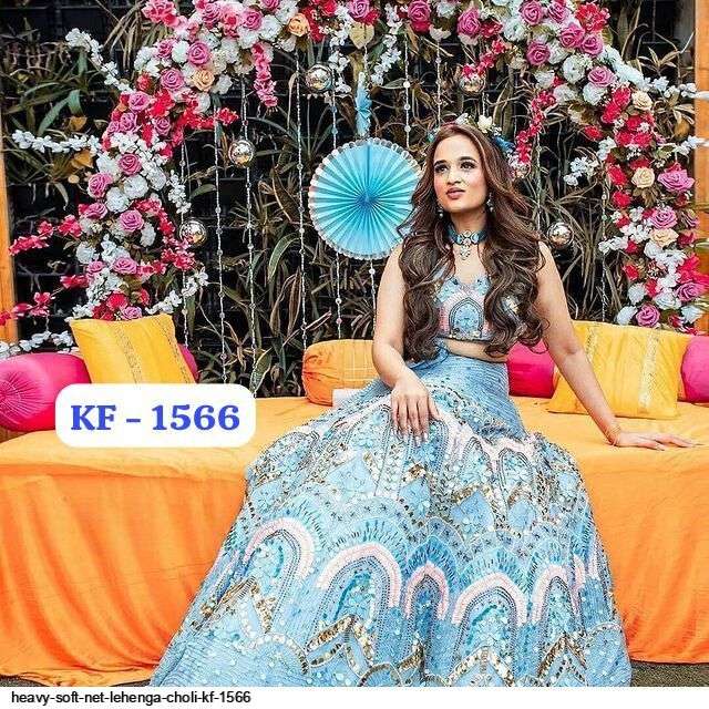 HEAVY SOFT NET BLUE LEHENGA CHOLI KF 1566 Wholesale catalog