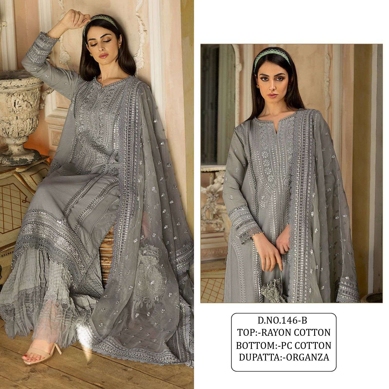 Kf 146 Color Embroidery Pakistani Suit Collection Wholesale catalog
