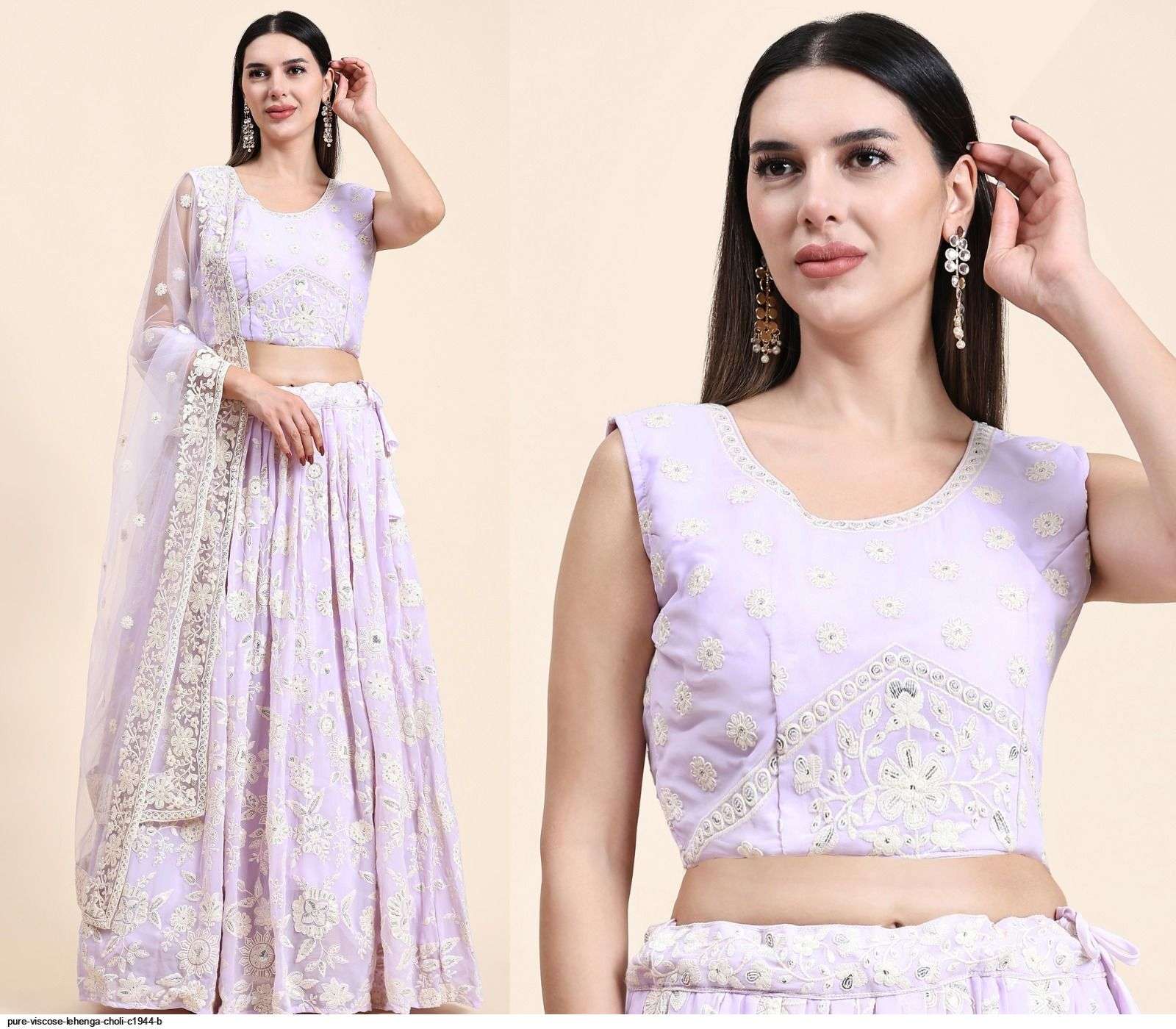 PURE VISCOSE LIGHT PINK LEHENGA CHOLI C1944 B Wholesale catalog