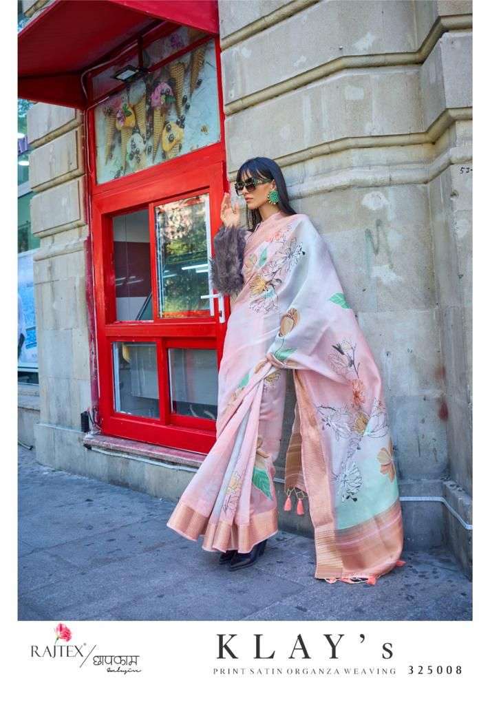 Rajtex Klays Printed Organza Weaving Saree Wholesale catalog