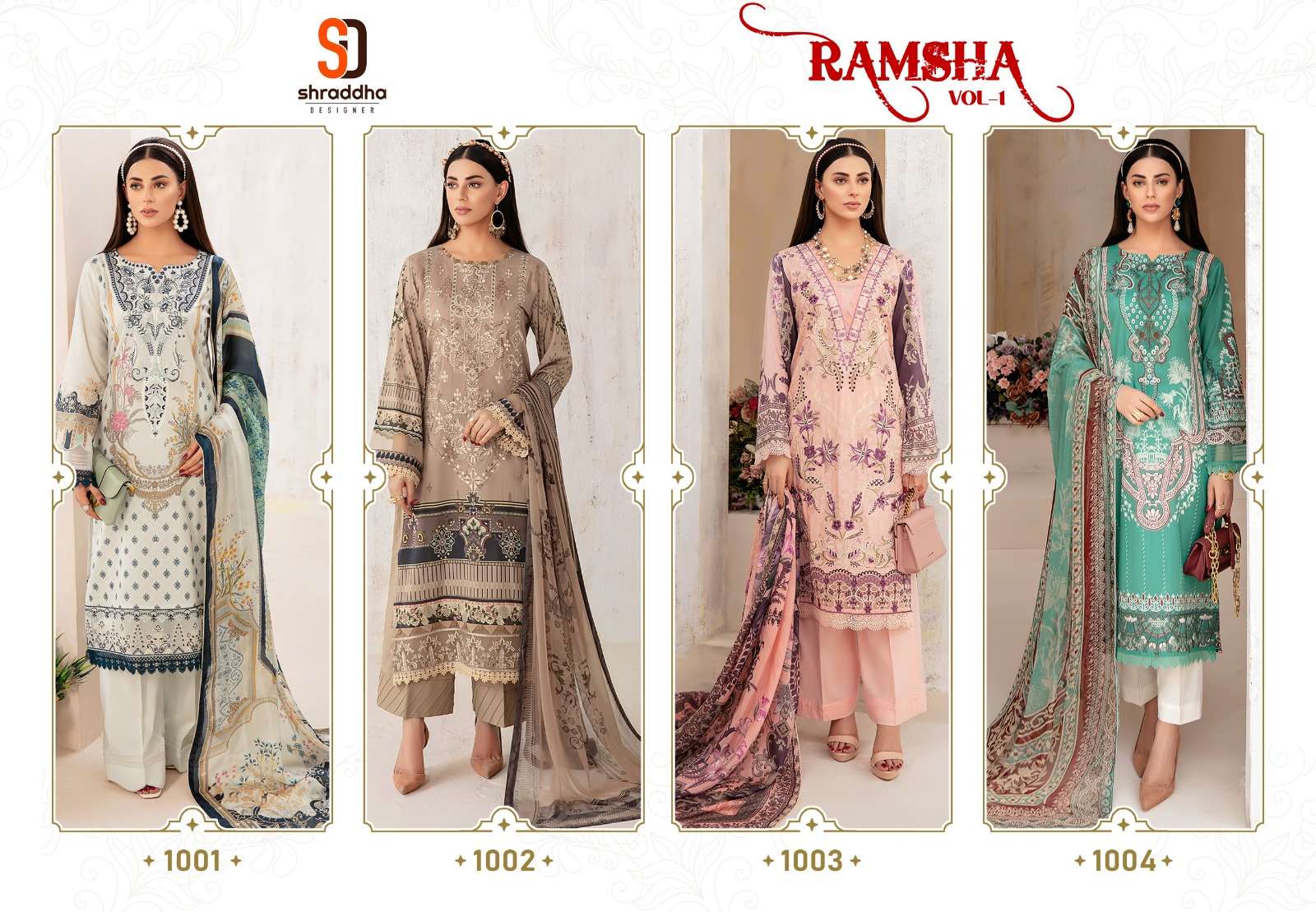 Shraddha Ramsha Vol 1 Chiffon Dupatta Pakistani Suit Wholesale catalog
