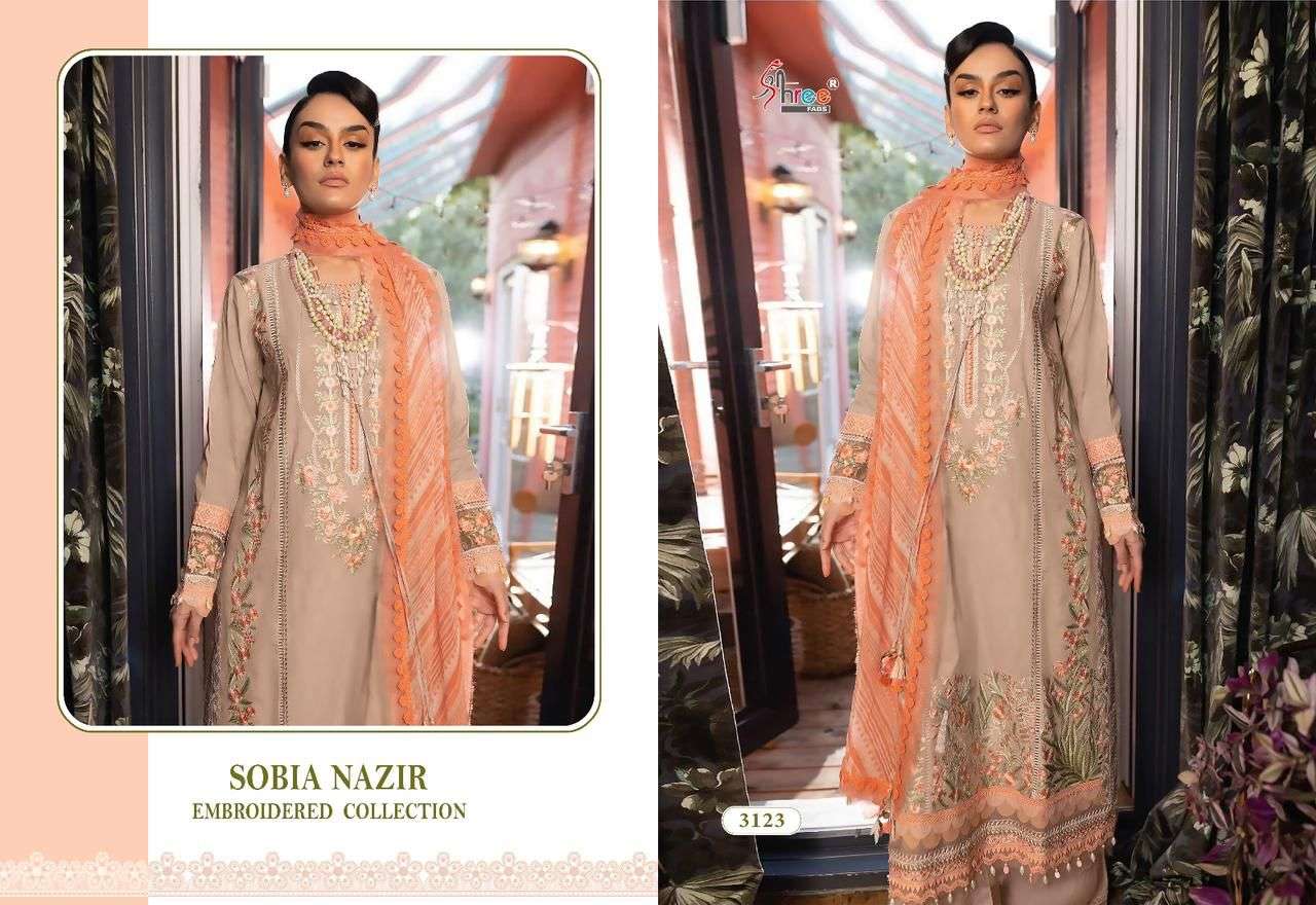 Shree Sobia Nazir Embroidered Collection Chiffon Dupatta Pakistani Suit Wholesale catalog