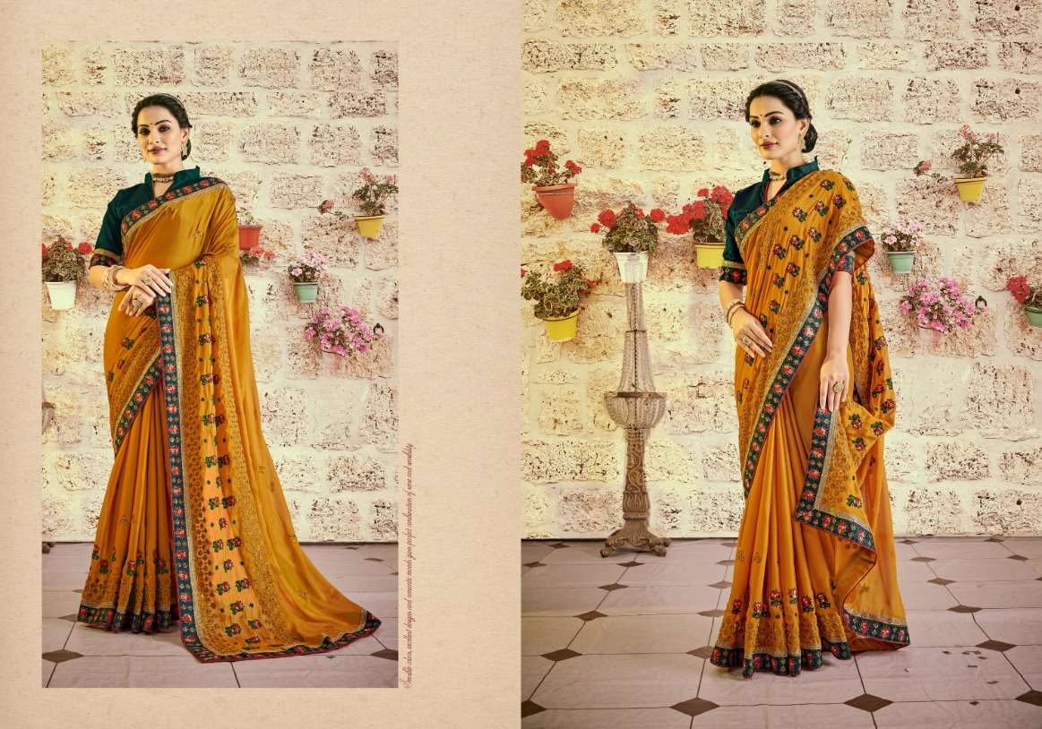 Ynf Floral Rangoli Embroidery Worked Saree Wholesale catalog
