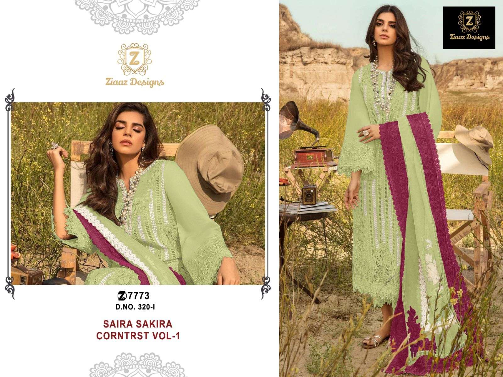 Ziaaz Designs 320 Colours Cambric Cotton Pakistani Suit Wholesale catalog