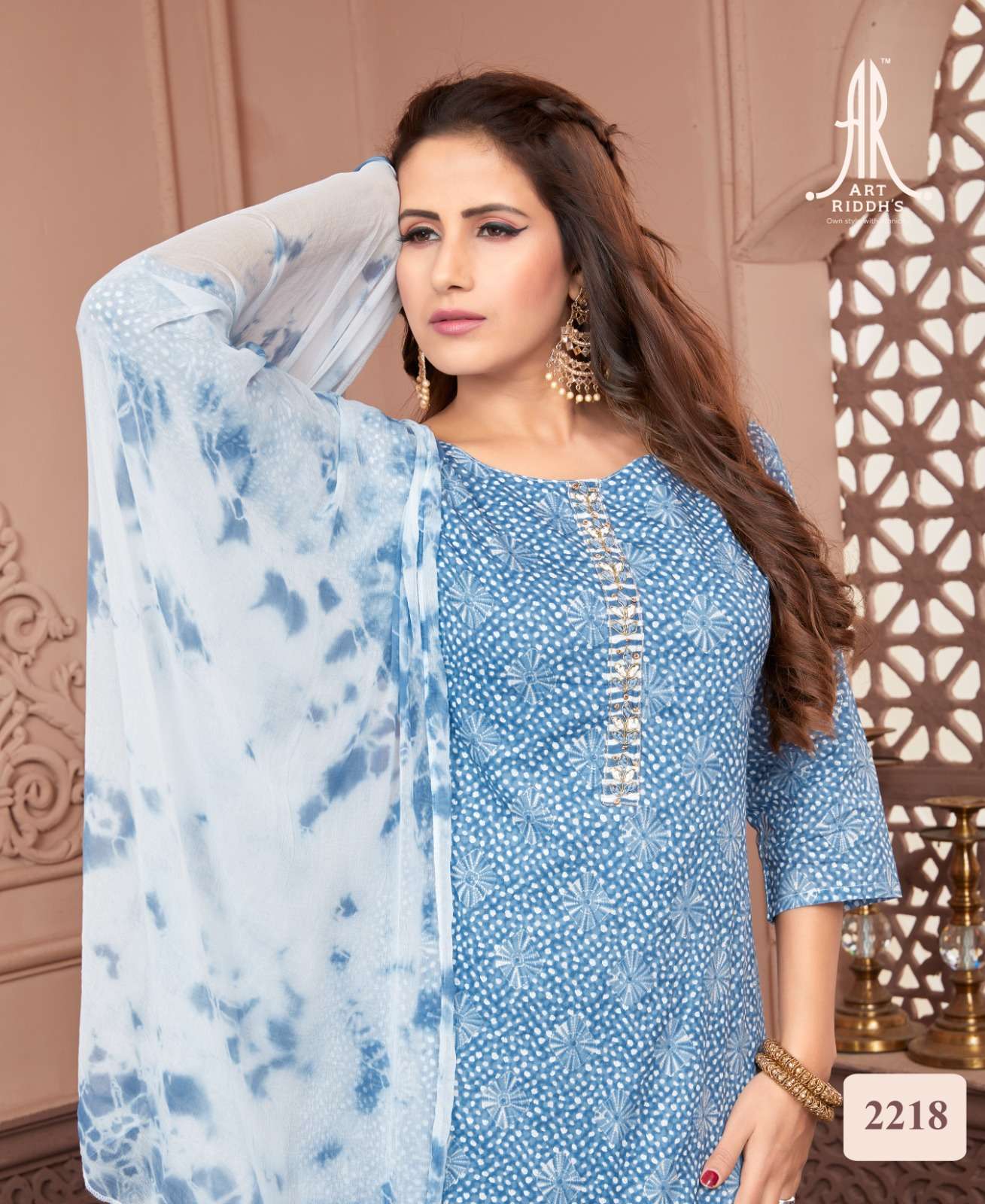 Art Ridh Khatli work Blue Kurti Wholesale catalog