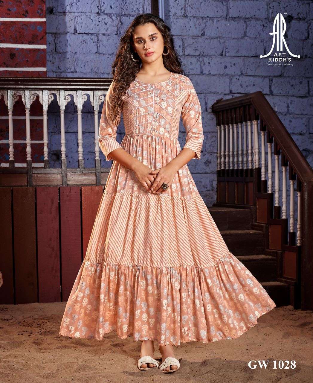 ARTRIDDH PRESENT vol - 4 HEAVY VISCOSE MASLIN GOWNS KURTI WHOLESALE CATALOG