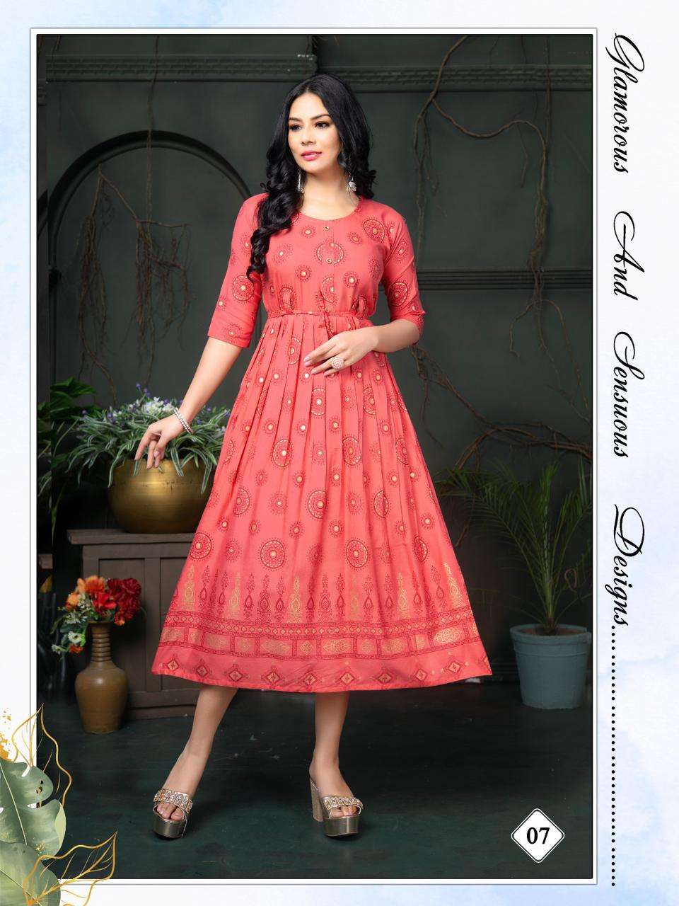 Golden Malini Reyon Plain Kurti Wholesale catalog