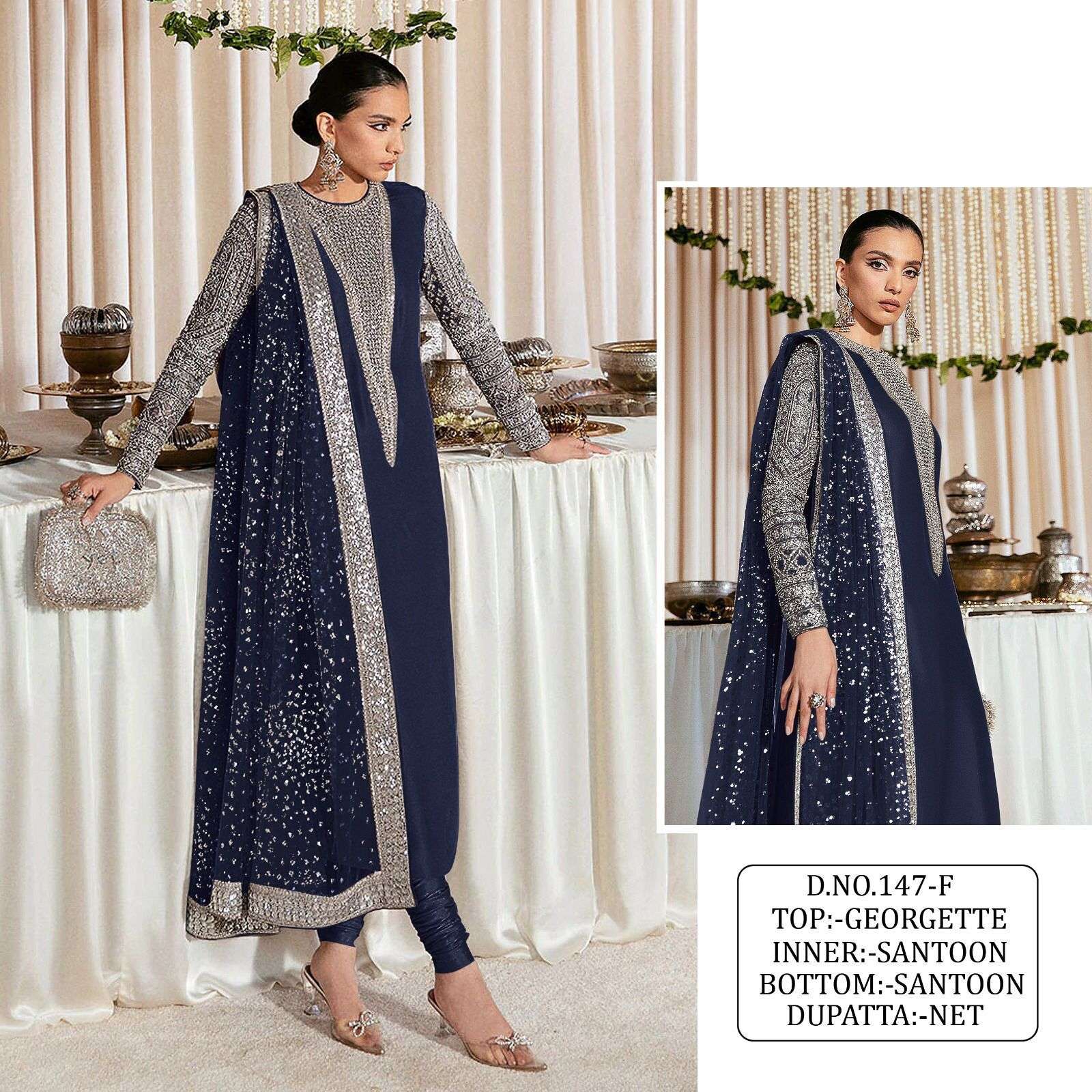 KF - 147 Fox Georgette With Multi Pakistani Suits Wholesale catalog