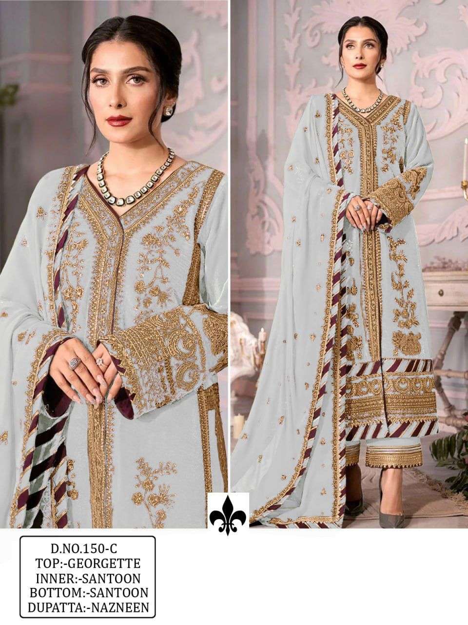 KF - 150 Embroidery Work Pakistani Suites Wholesale catalog 