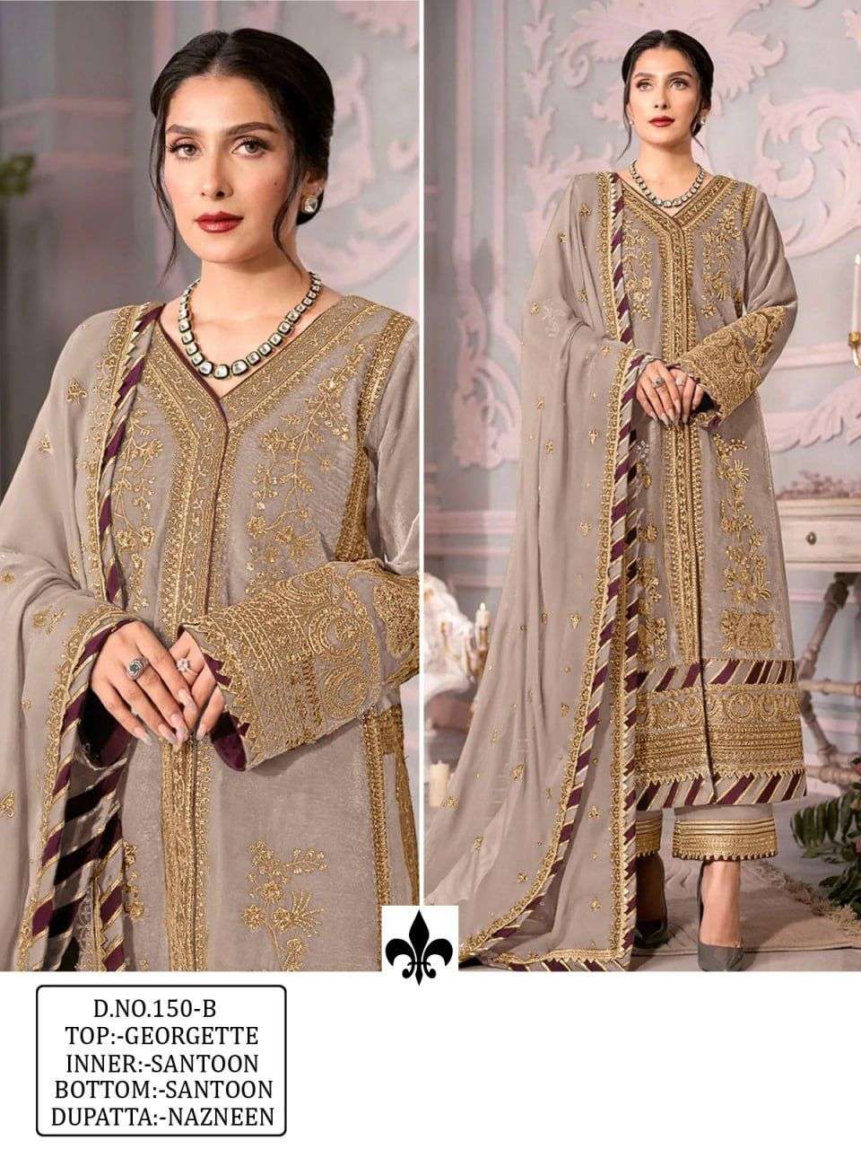 KF - 150 Embroidery Work Pakistani Suites Wholesale catalog 