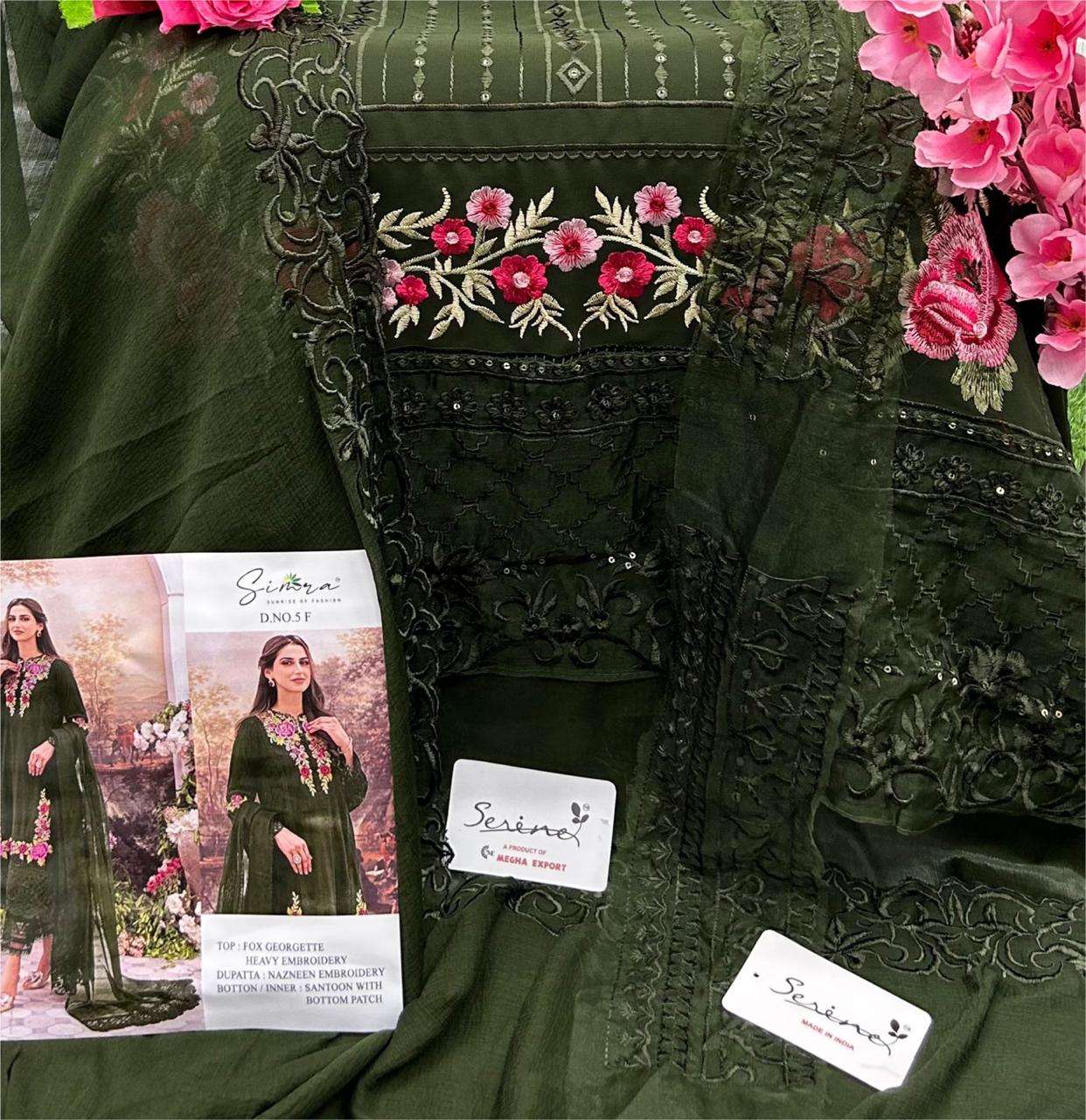 SIMRA D-5 C TO F FOX GEORGETTE HEAVY EMBROIDERED Salwar Kameez Wholesale catalog