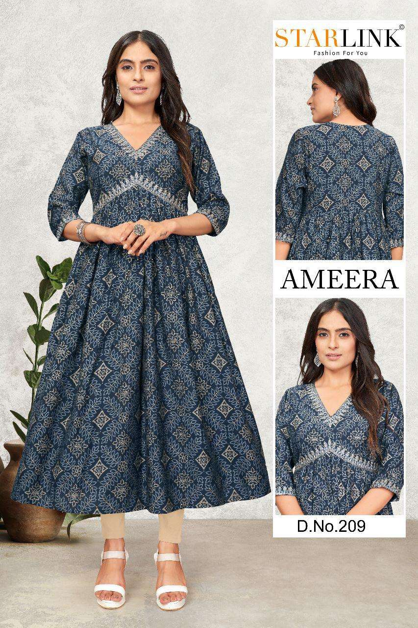 STARLINK AMEERA D - 209 Naira Cut Kurti Wholesale catalog