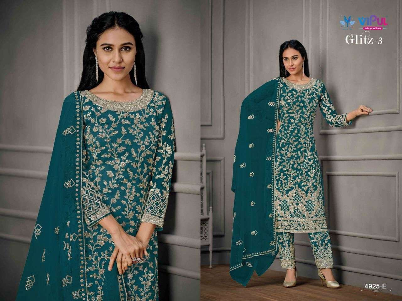 VIPUL GLITZ - 3 Dress Materials Wholesale catalog