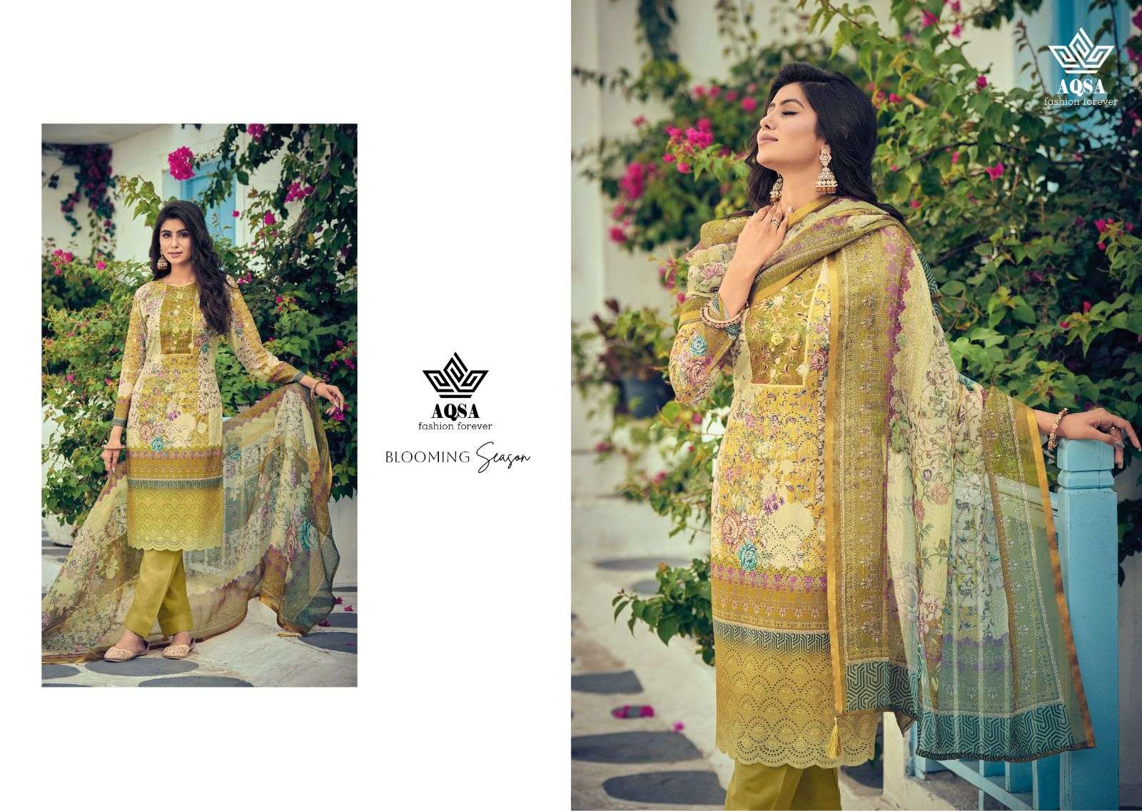 AQSA KEYA Compact cotton  borer embroidery Salwar Kameez Wholesale catalog