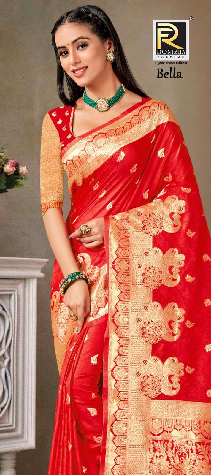 BELLA  BY RONISHA SAREE  FABRICS BANARASI SILK 50*600 FANCY DESIGNER SUPER HIT COLLECTION 