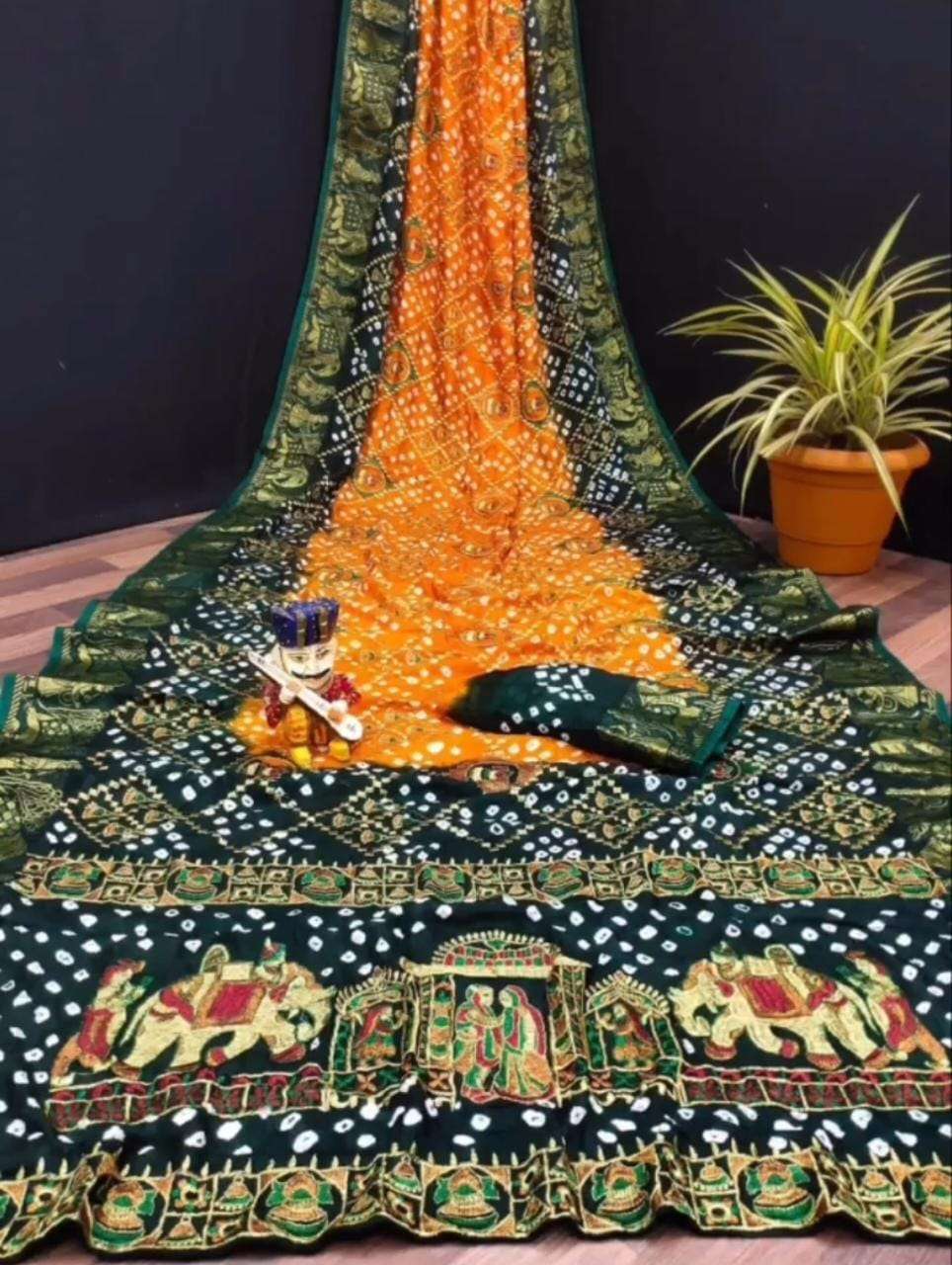 Chaya Art Silk With Zari Weaving Bandhej Saree Wholesale catalog