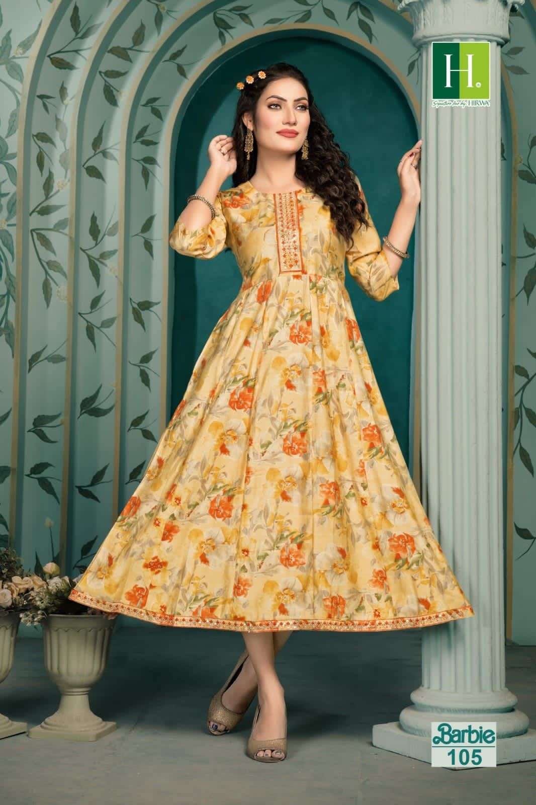 HIRWA Barbie Anarkali  Kurti Wholesale catalog