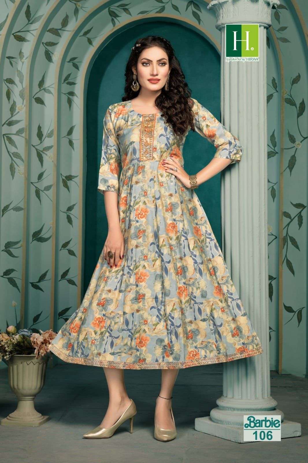 HIRWA Barbie Anarkali  Kurti Wholesale catalog