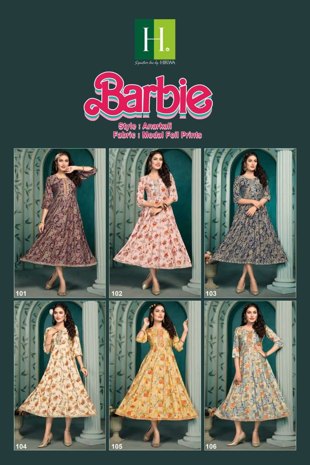 HIRWA Barbie Anarkali  Kurti Wholesale catalog