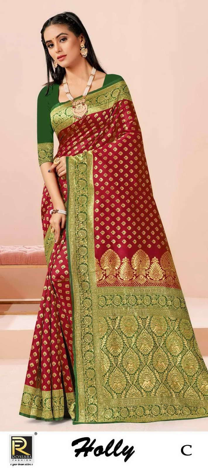 HOLLY  BY RONISHA SAREE BANARASI SILK FABRICS SUPER HIT COLLECTION 