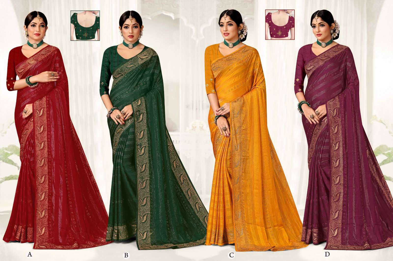 JHARNA  BY RONISHA SAREE  FANCY FABRICS SELF PETTERN WITH SIROSKI DIAMOND AND EMBROIDERY WORK SUPER HIT COLLECTION 