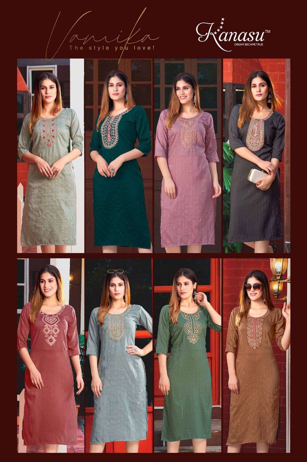 KANASU VAMIKA STRAIGHT WITH HEAVY TARWORK KURTI Wholesale catalog