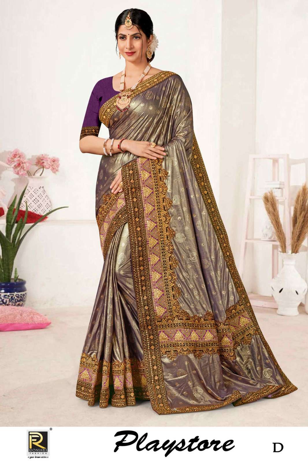 PLAYSTORE  BY RONISHA SAREE  FANCY FABRICS WITH SIROSKI DIAMOND AND HEAVY LACE  SUPER HIT COLLECTION 