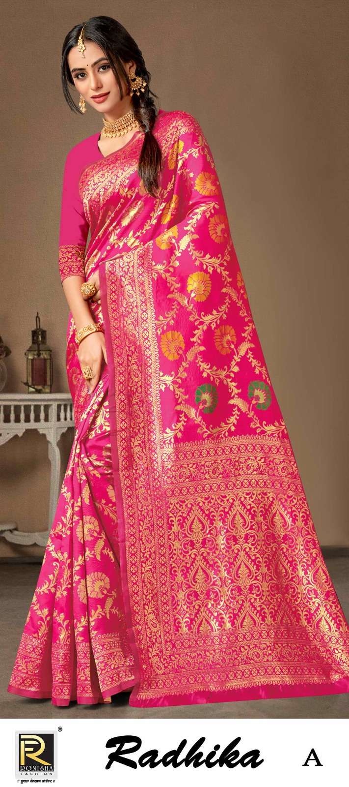 RADHIKA  BY RONISHA SAREE BANARASI SILK FABRICS SUPER HIT COLLECTION 