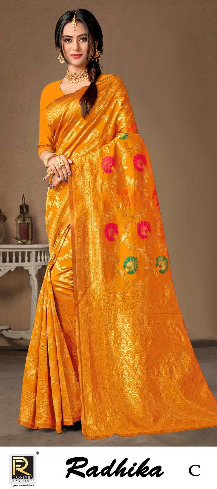 RADHIKA  BY RONISHA SAREE BANARASI SILK FABRICS SUPER HIT COLLECTION 