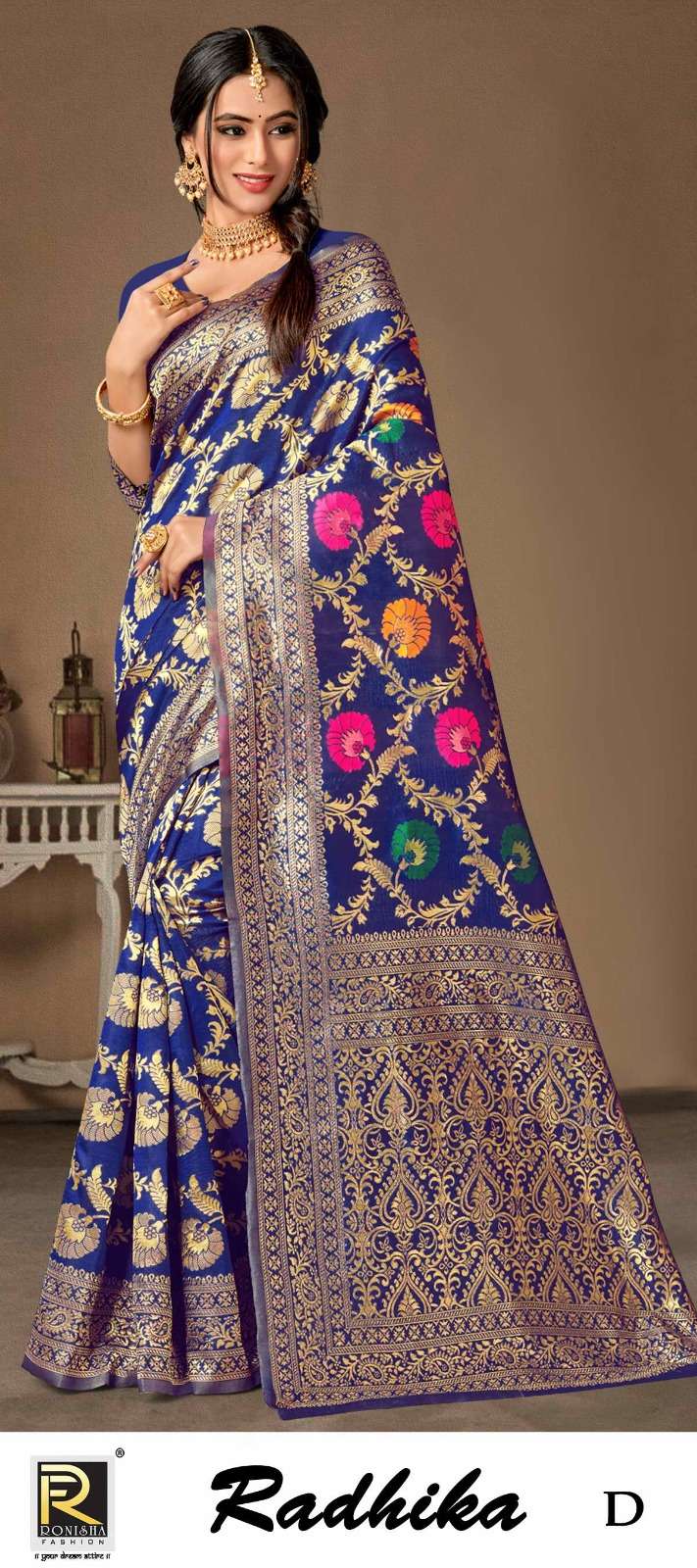 RADHIKA  BY RONISHA SAREE BANARASI SILK FABRICS SUPER HIT COLLECTION 