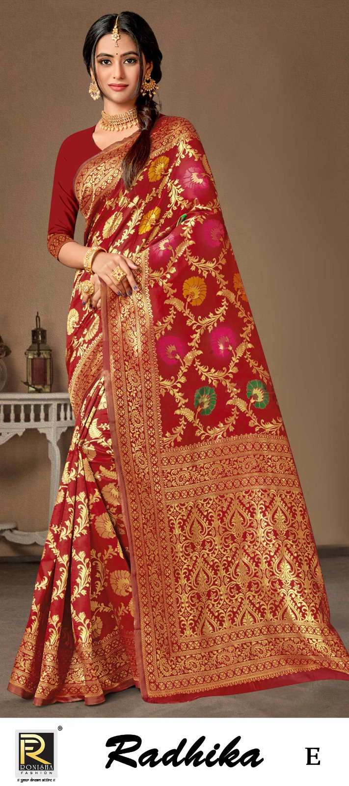 RADHIKA  BY RONISHA SAREE BANARASI SILK FABRICS SUPER HIT COLLECTION 