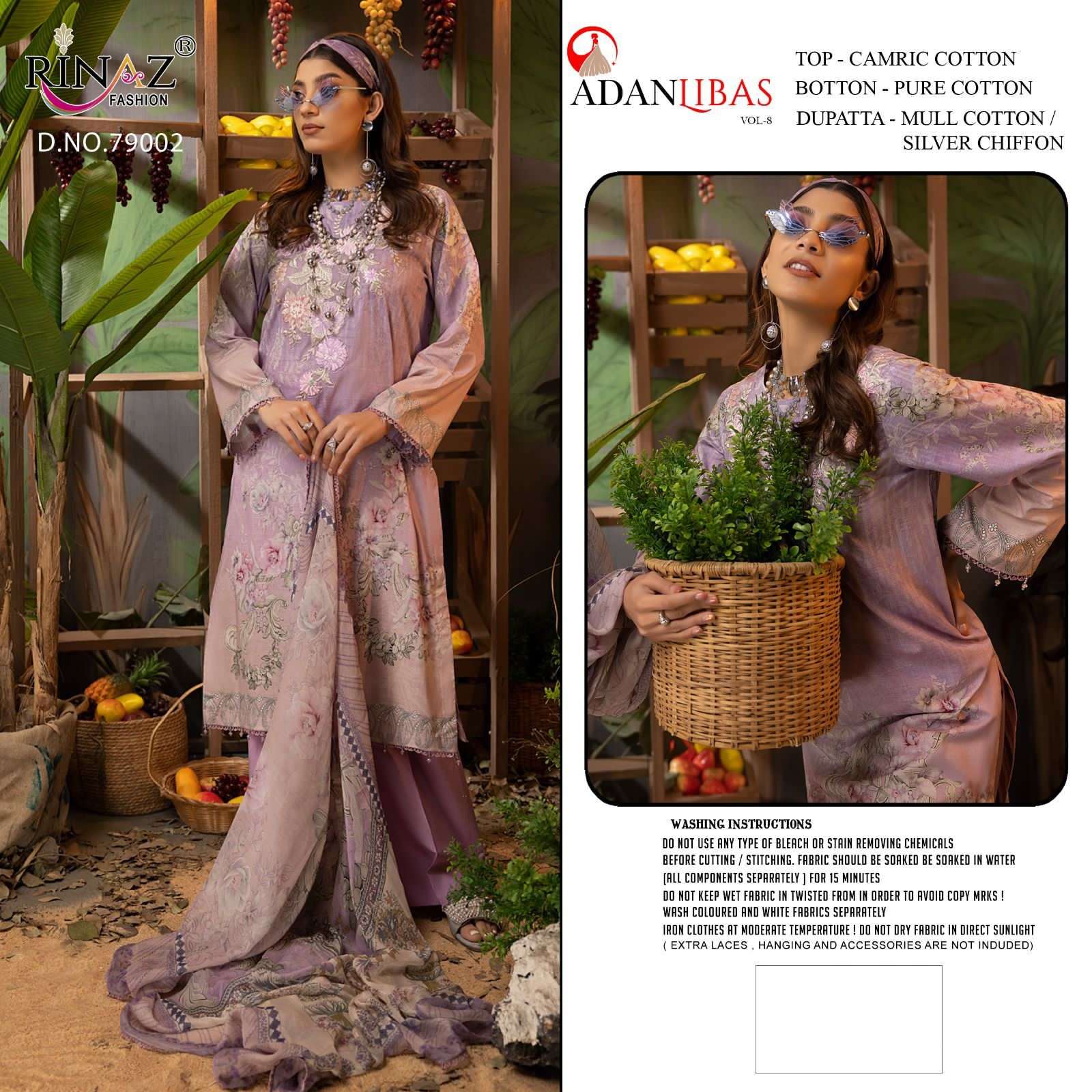 RINAZ-FASHION ADAN LIBAS VOL.-8 Silver Chiffon Print  Salwar Kameez Wholesale catalog
