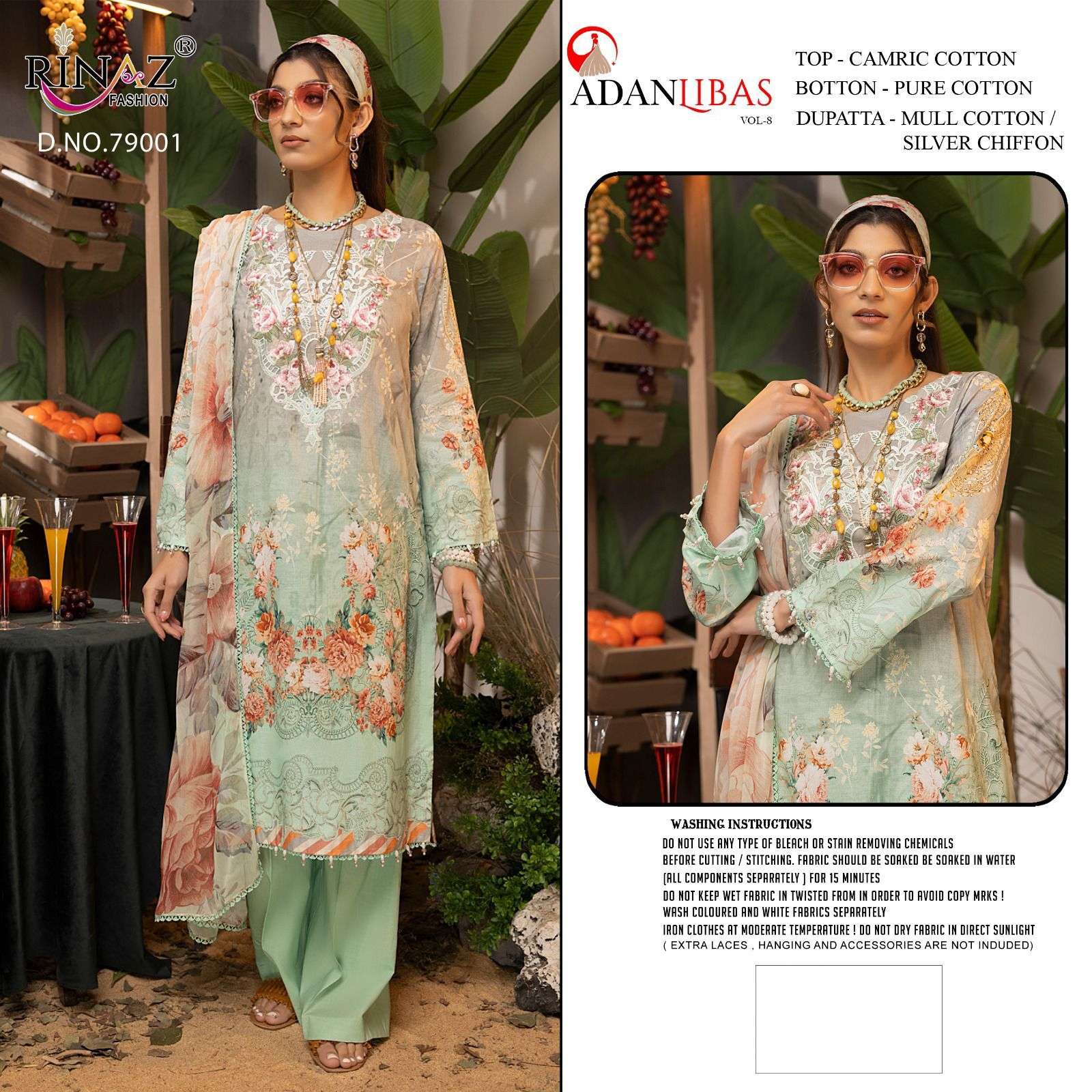 RINAZ-FASHION ADAN LIBAS VOL.-8 Silver Chiffon Print  Salwar Kameez Wholesale catalog