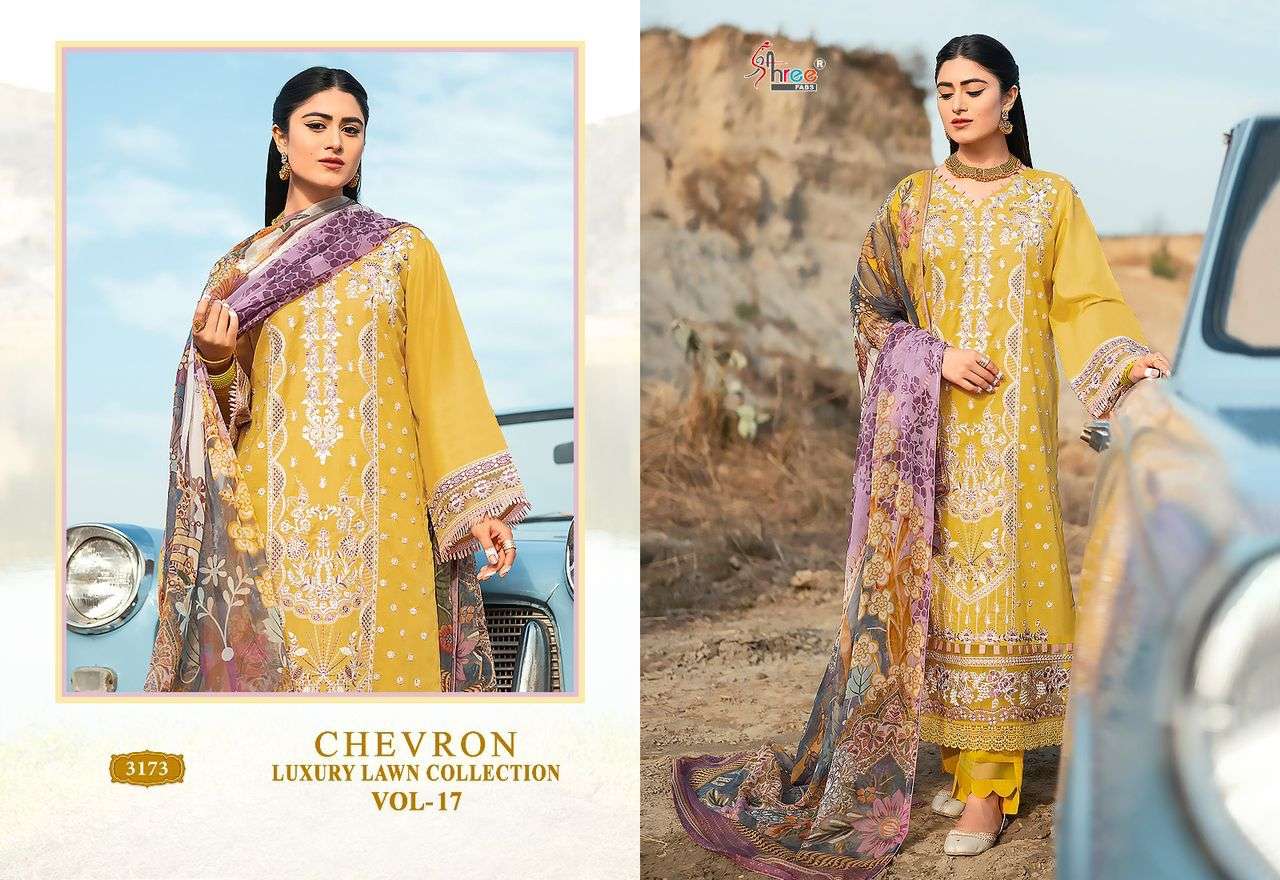 Shree Chevron Luxury Lawn Collection Vol 17 Cotton Dupatta Wholesale catalog