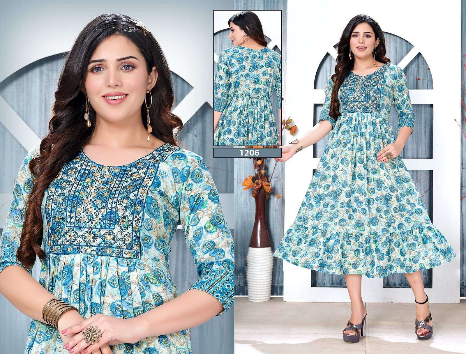 BEAUTY QUEEN ICE-CREAM CAPSULE FOIL PRINT KURTI WHOLESALE CATALOG