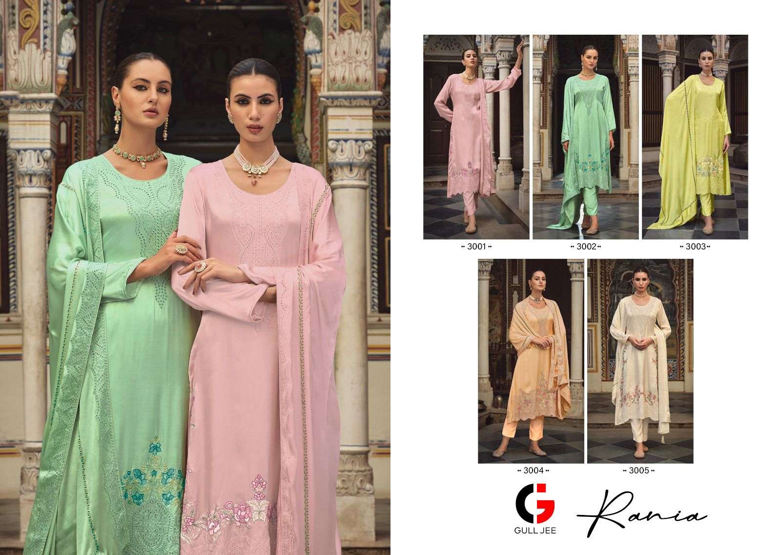 GULL JEE RANIA Viscose Muslin Salwar Kameez Wholesale catalog