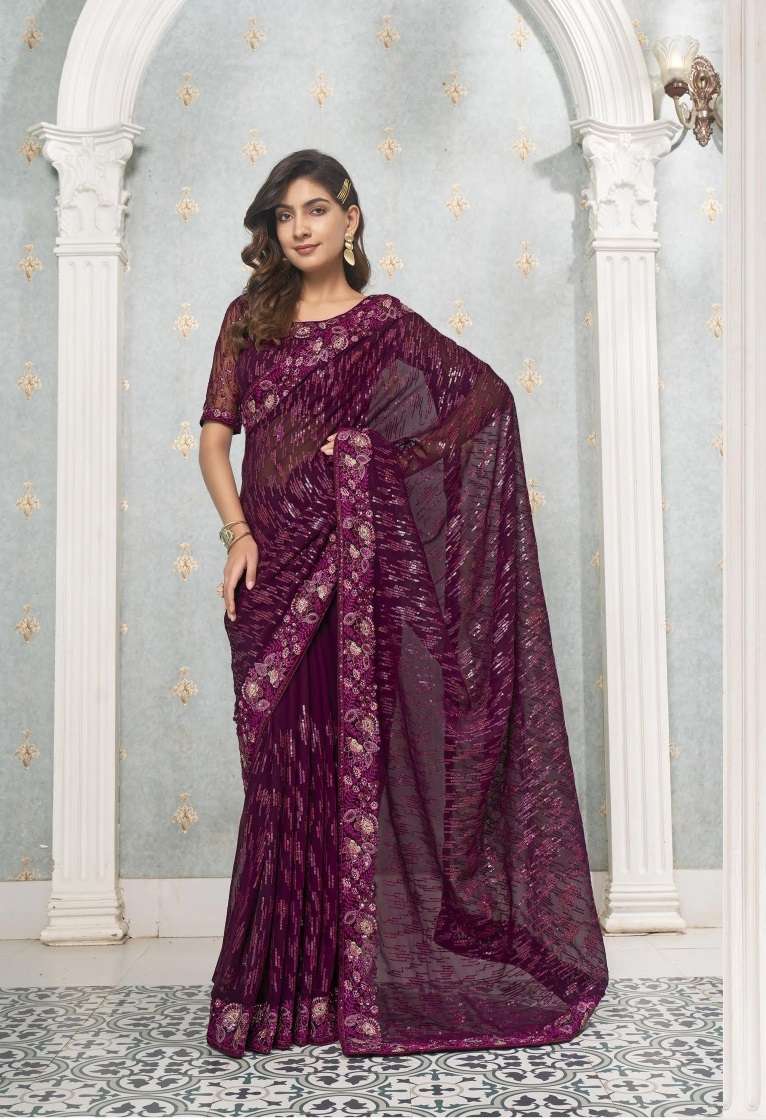 Kalista Lime Light Designer Sequance Worked Georgette Saree Wholesale catalog