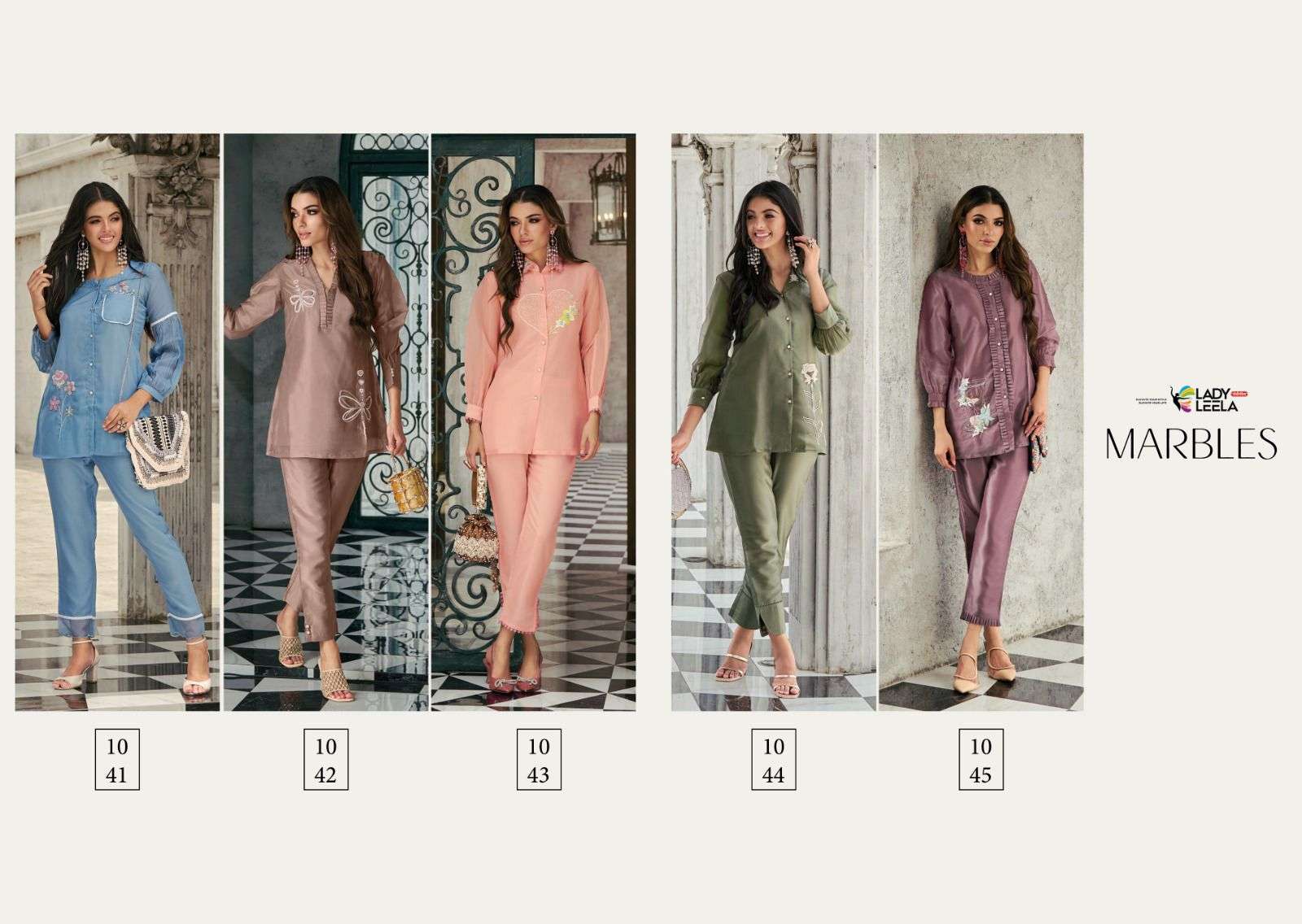 Lady Leela Marbles Organza Fancy Co Ord Set Kurti Wholesale catalog